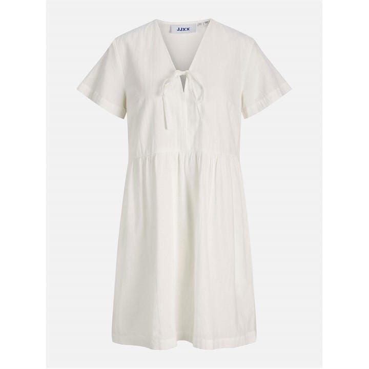 Jjxx Women's White Short Sleeve V-Neck Smock Dress in Size 12, Sports Direct