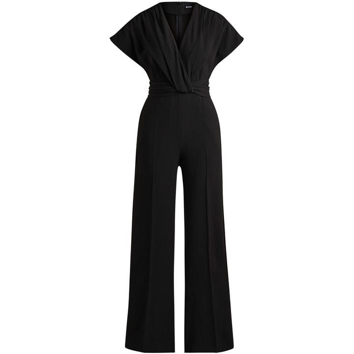 Boss Women's Black Debasa Wrap Design Dress in Size 18, Sports Direct