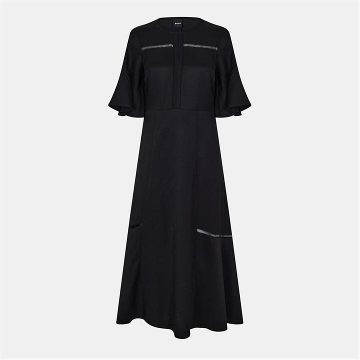 Boss Women's Black Dileina Skater Design Dress in Size 4, Sports Direct
