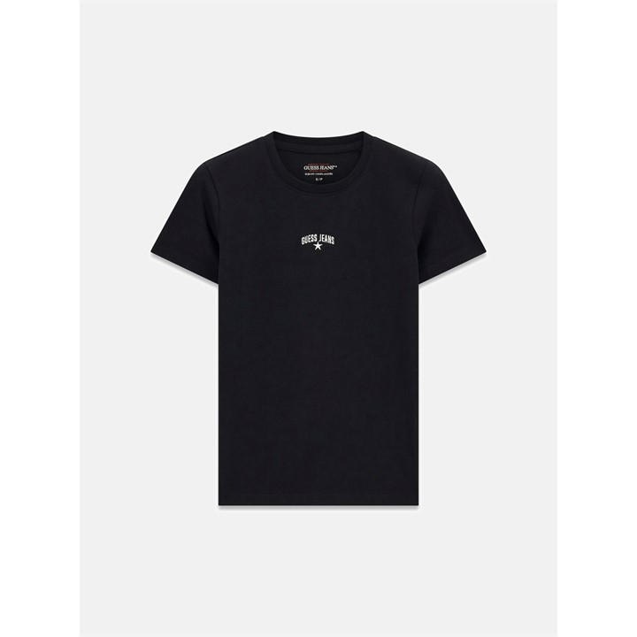 Guess Women's Black Star Print Slim Fit T-Shirt in Size 8, Sports Direct