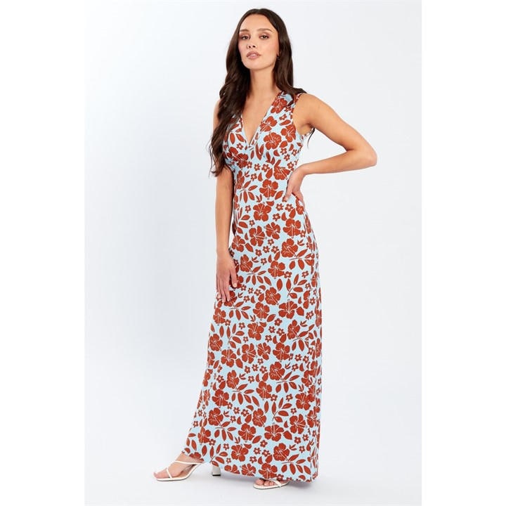 Wednesday Girls Women's Blue V-Neck Maxi Dress in Size 8, Sports Direct