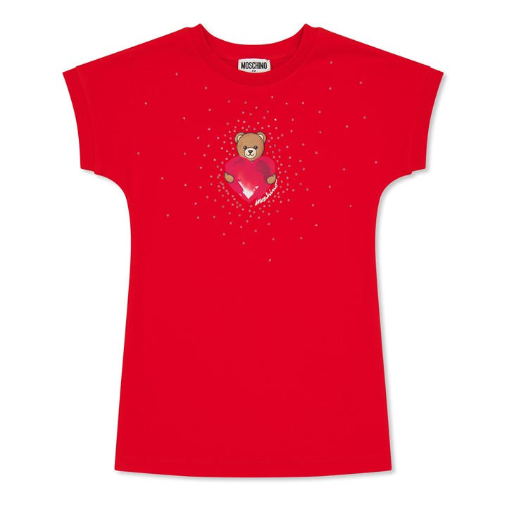 Moschino Girls Red Kids' Logo T-Shirt Dress in Size 5 - 6 Years, Sports Direct