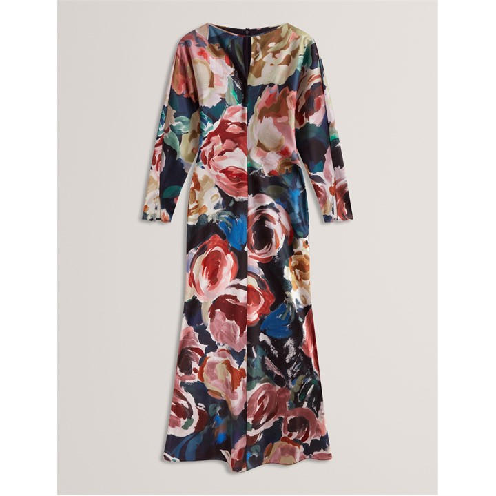 Ted Baker Women's Blue Long-Sleeve Midi Tea Dress