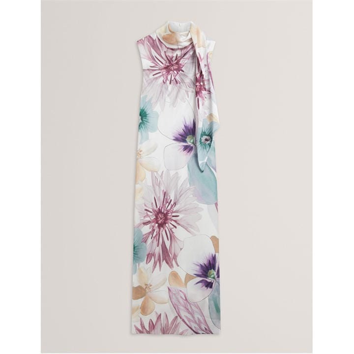 Ted Baker Women's White Tie Midi Slinky Dress in Size 8, Sports Direct