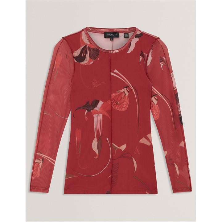 Ted Baker Women's Fitted Mesh T-Shirt Red 12 (M) - Image 2
