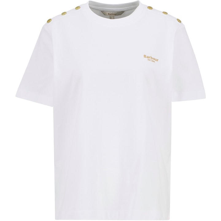 Barbour Women's White Marla T-Shirt in Size 8, Sports Direct