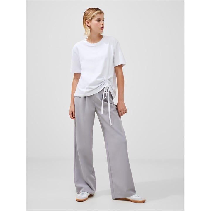 French Connection Women's White Rallie Cotton Ruched T-Shirt. in Size 12, Sports Direct