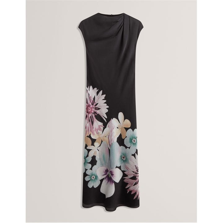 Ted Baker Women's Black Drape Midi Slinky Dress in Size 10, Sports Direct
