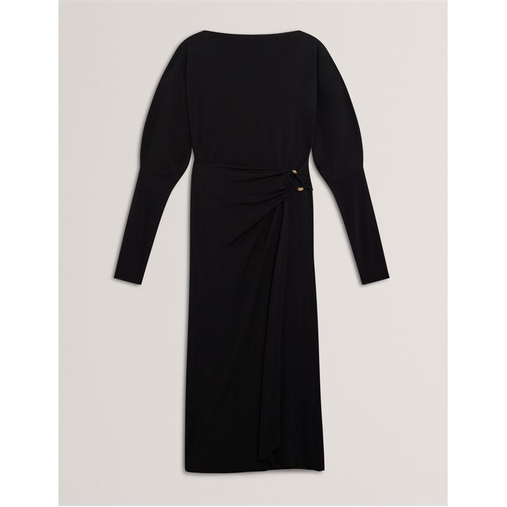 Ted Baker Women's Black Midi Wrap Dress in Size 8, Sports Direct