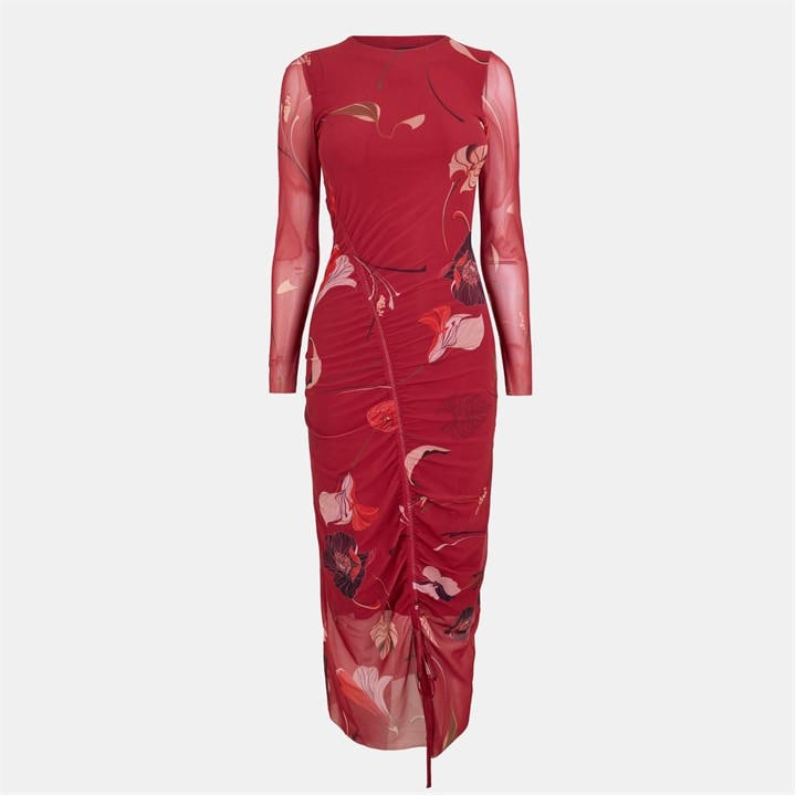Ted Baker Women's Red Mesh Midi Bodycon Dress in Size 14, Sports Direct