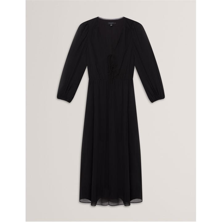 Ted Baker Women's Black Print Midi Tea Dress in Size 16, Sports Direct