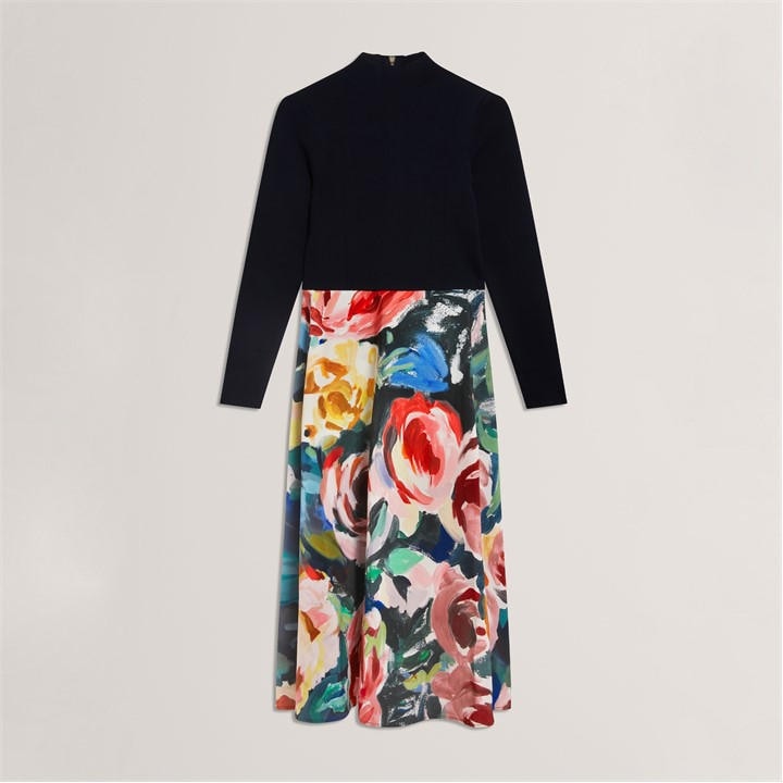 Ted Baker Women's Blue Print Midi Tea Dress in Size 14, Sports Direct