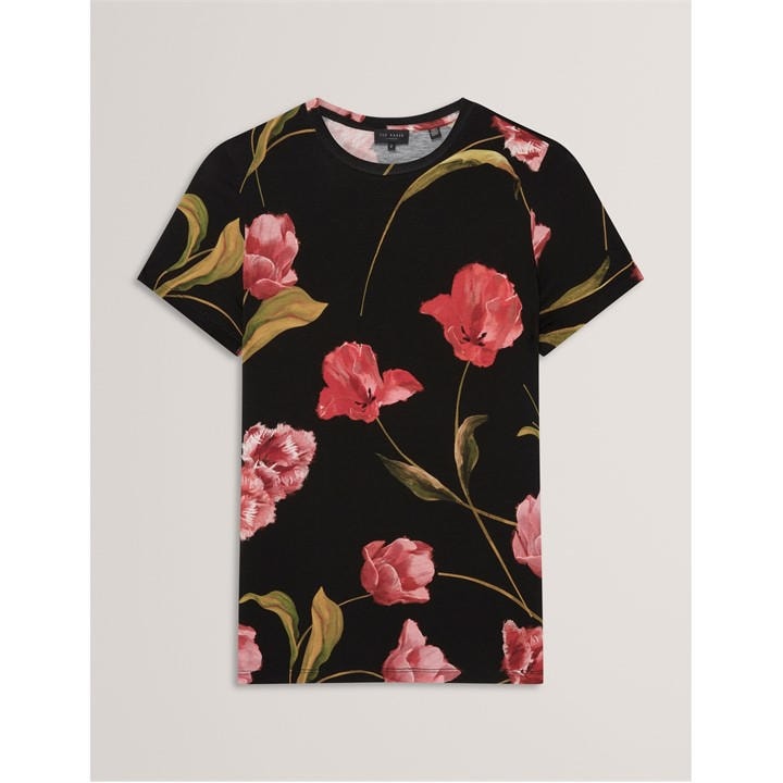 Ted Baker Women's Black Printed Slim Fit T-Shirt in Size 8, Sports Direct