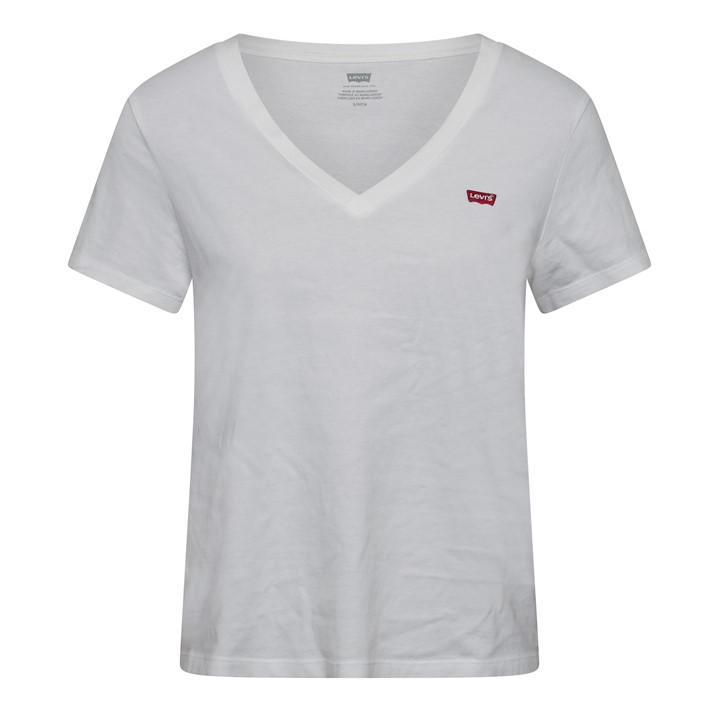 Levis Women's White Perfect V-Neck T-Shirt in Size 8, Sports Direct