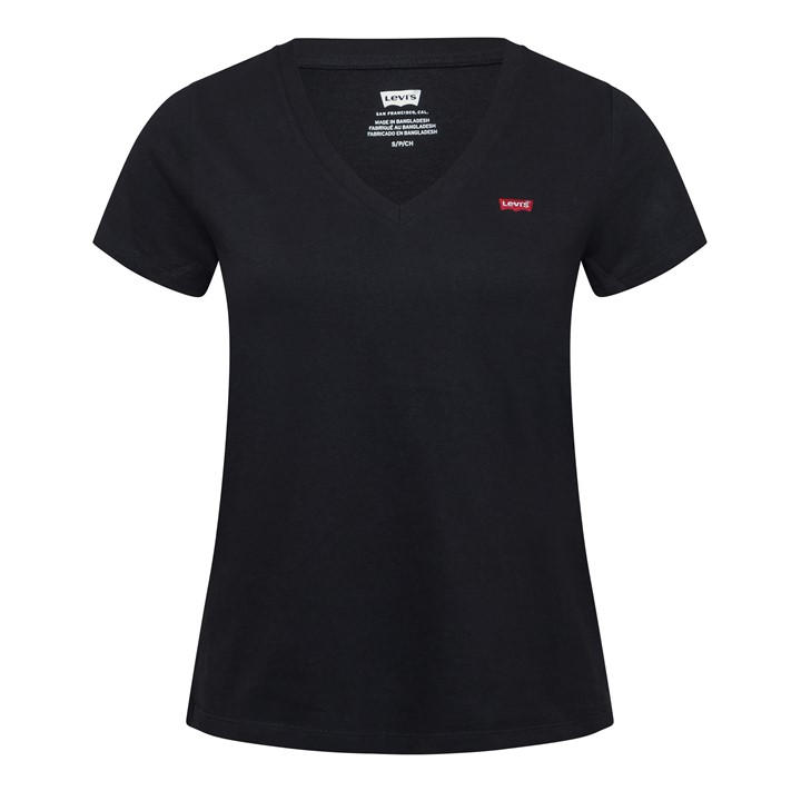 Levis Women's Black Perfect V-Neck T-Shirt in Size 10, Sports Direct