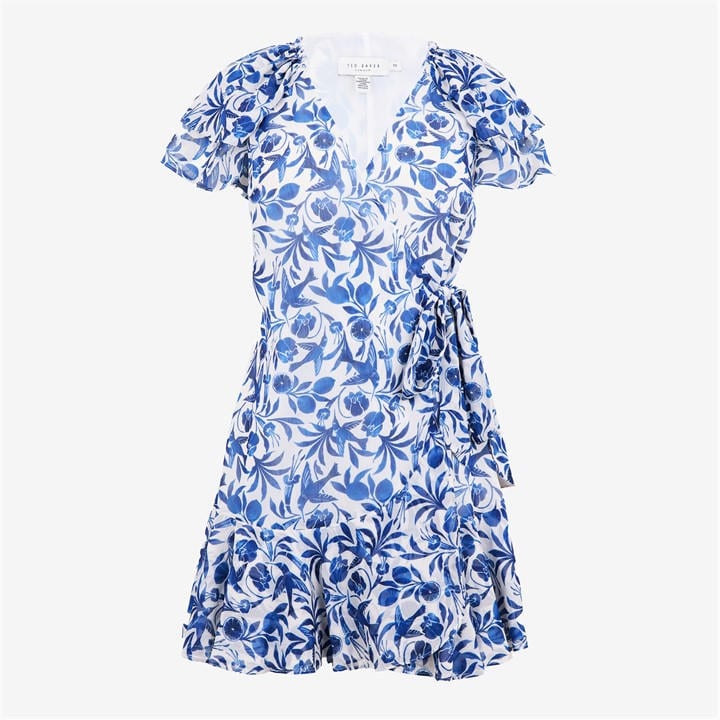 Ted Baker Women's Blue Anshan Wrap Mini Dress in Size 12, Sports Direct