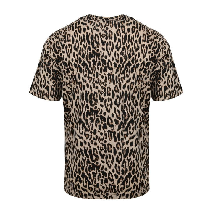 Miso Women's  Leopard All Over Print Regular Fit T-Shirt in Size 16, Sports Direct