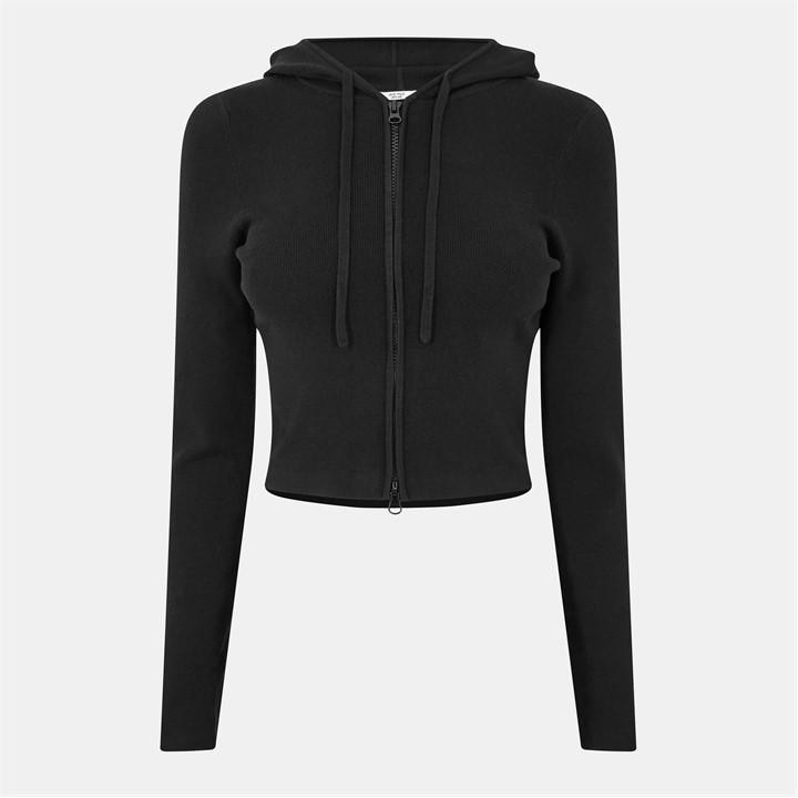 Jack Wills Women's Black Knitted Zip Hoodie in Size 8, Sports Direct