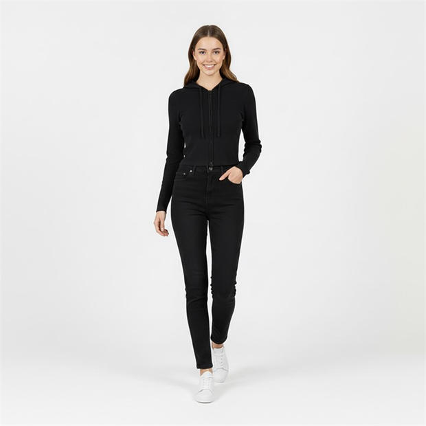 Черно - Jack Wills - Knitted Zip Hoodie Women