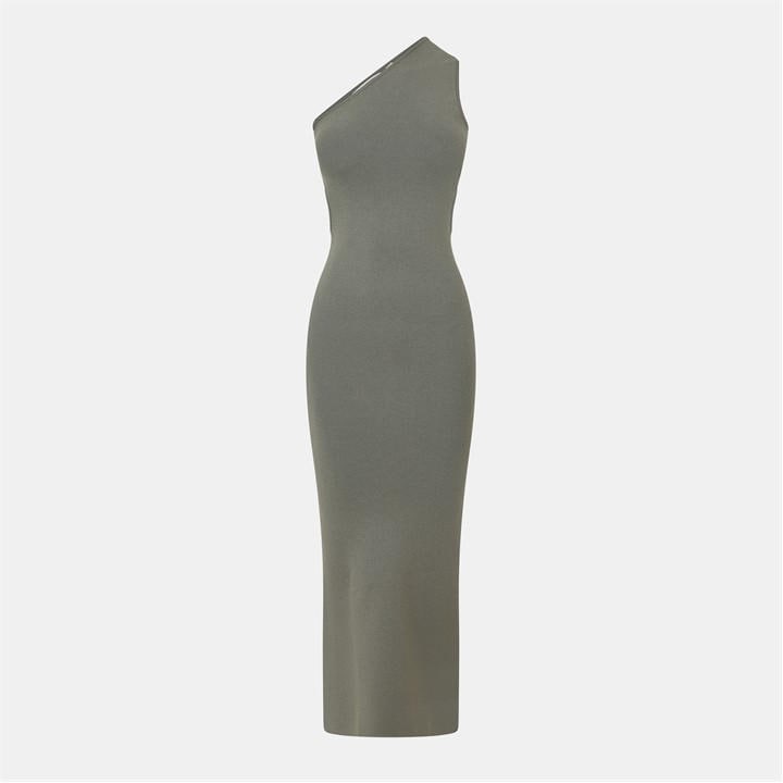 Jack Wills Women's Green Knitted Asymmetric Cut Out Midi Dress in Size 6, Sports Direct