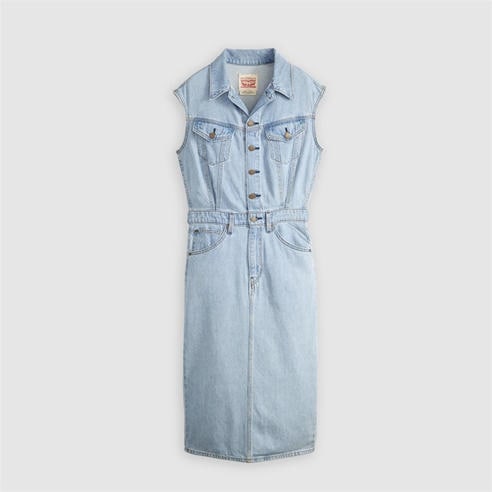 Levis - Women's Iconic Sleeveless Cotton Denim Midi Shirt-Dress