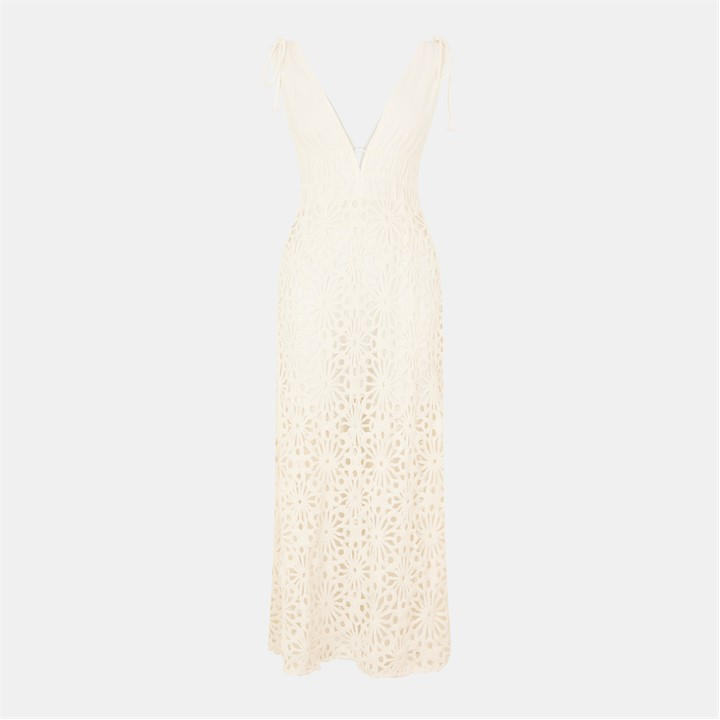 Amylynn Women's White Crochet Maxi Dress in Size 8, Sports Direct