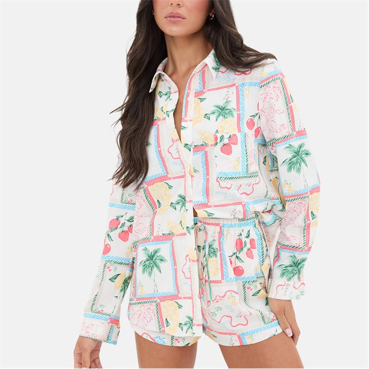 I Saw It First Women's Cream Printed Crepe Long Sleeve Shirt in Size 12, Sports Direct