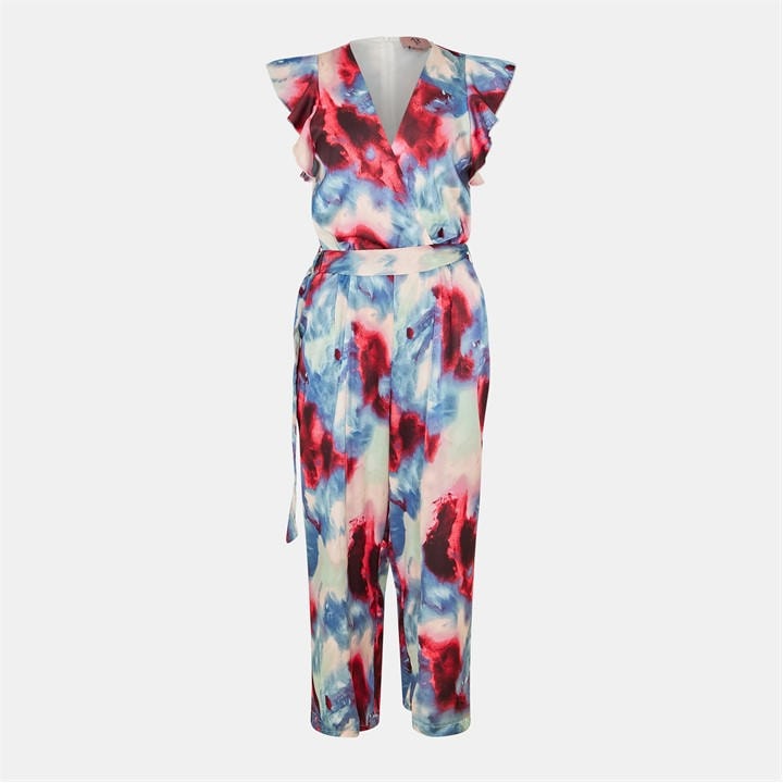 Paris  Women's  Smudge Print Wrap Top Belted Jumpsuit, Football by AX  in Size 10, Sports Direct