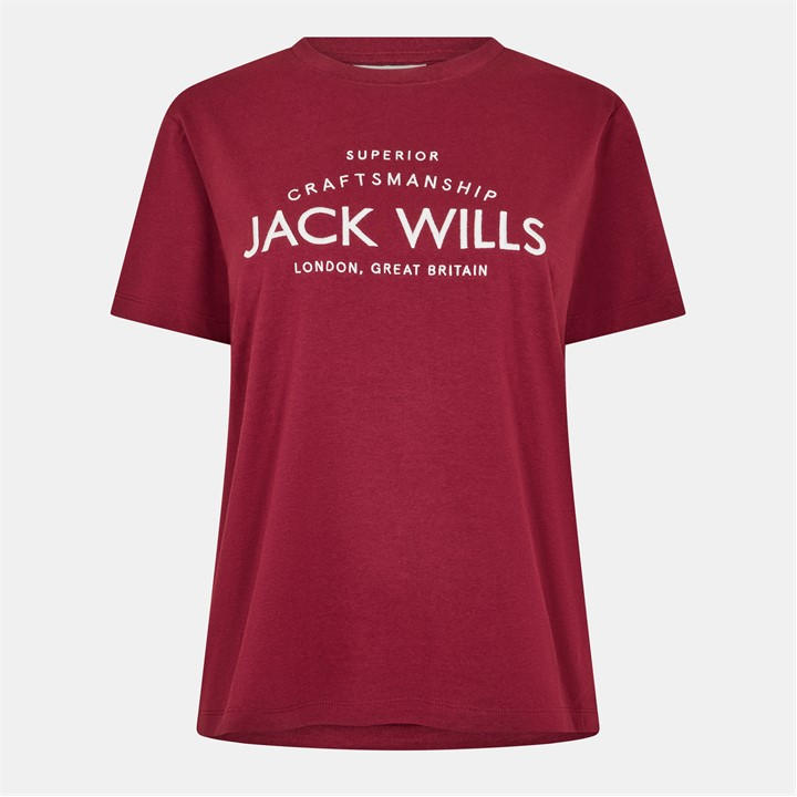 Jack Wills Women's Red Forstal Boyfriend T-Shirt in Size 8, Sports Direct