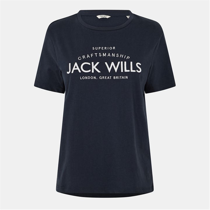Jack Wills Women's Blue Forstal Boyfriend T-Shirt in Size 16, Sports Direct