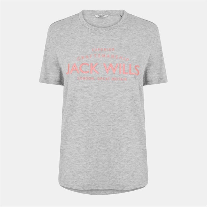 Jack Wills Women's Grey Forstal Boyfriend T-Shirt in Size 16, Sports Direct