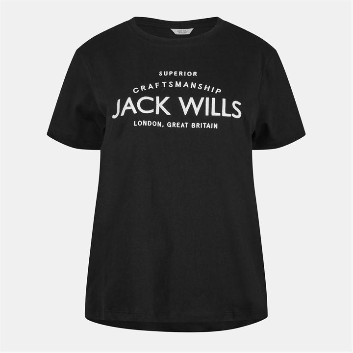 Jack Wills Women's Black Forstal Boyfriend T-Shirt in Size 16, Sports Direct
