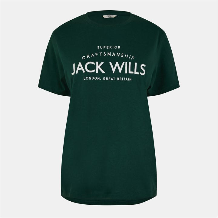 Jack Wills Women's Green Forstal Boyfriend T-Shirt in Size 6, Sports Direct