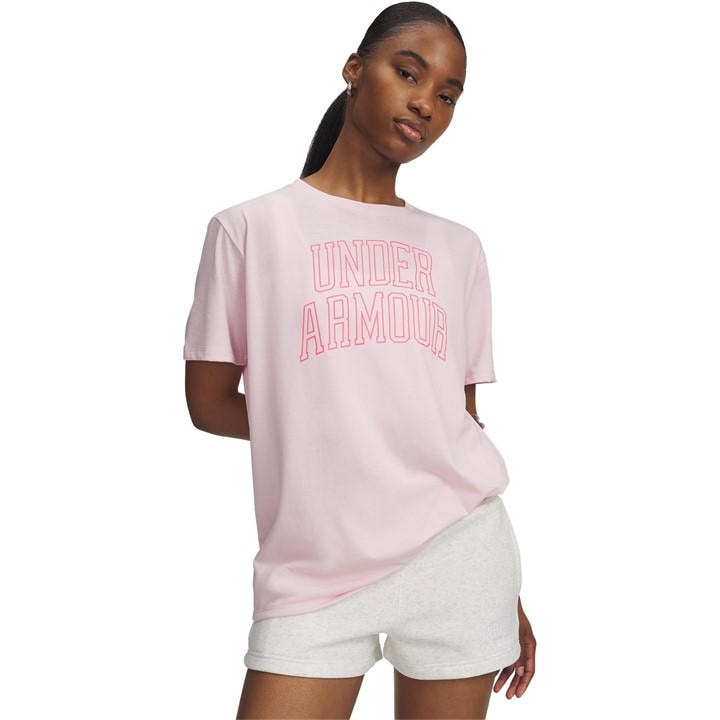 Under Armour Women's Prime Pink Rival Campus Oversized T Shirt - 14 (L) - Image 3