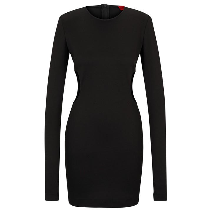 Hugo Women's Black Kemila Cut Out Dress in Size 14, Sports Direct