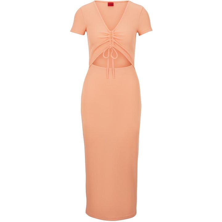 Hugo Women's Orange Nalexi Maxi Dress in Size 10, Sports Direct