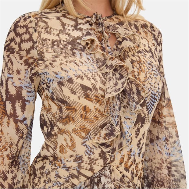 Brown - I Saw It First - Printed Ruffle Dress