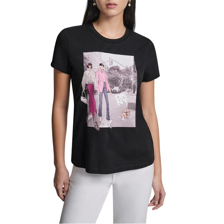 Dkny Women's Black T-Shirt in Size 14, Sports Direct
