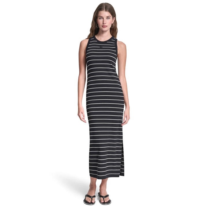 Dkny Women's Black Jeans Striped Rib Tank Maxi Dress in Size 14, Sports Direct