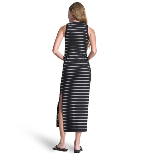 Blk/Eggnog - DKNY - DKNY Jeans Striped Rib Tank Maxi Dress