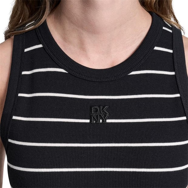 Blk/Eggnog - DKNY - DKNY Jeans Striped Rib Tank Maxi Dress