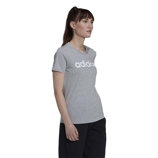 GreyHeather/Wht - adidas - Essentials Slim Logo Womens T Shirt