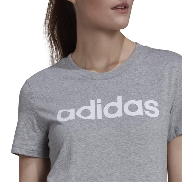 GreyHeather/Wht - adidas - Essentials Slim Logo Womens T Shirt