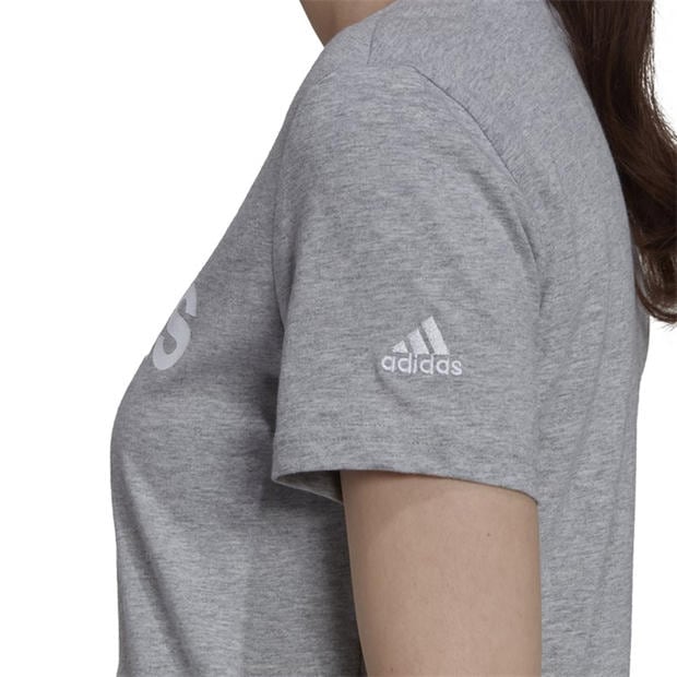 GreyHeather/Wht - adidas - Essentials Slim Logo Womens T Shirt