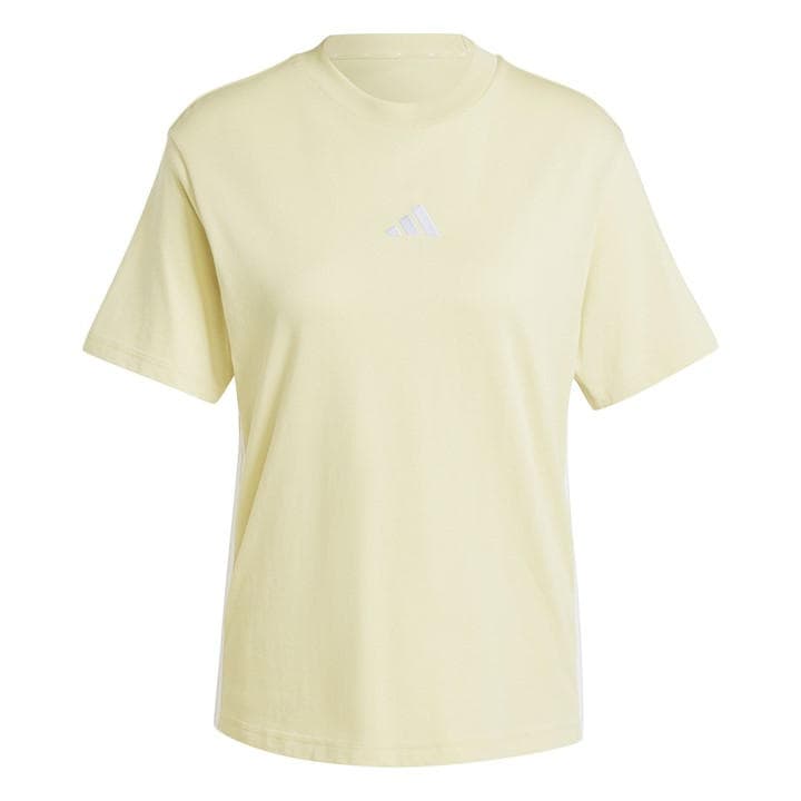 Adidas Women' Yellow Essentials 3 Stripe T-Shirt in Size S, Sports Direct