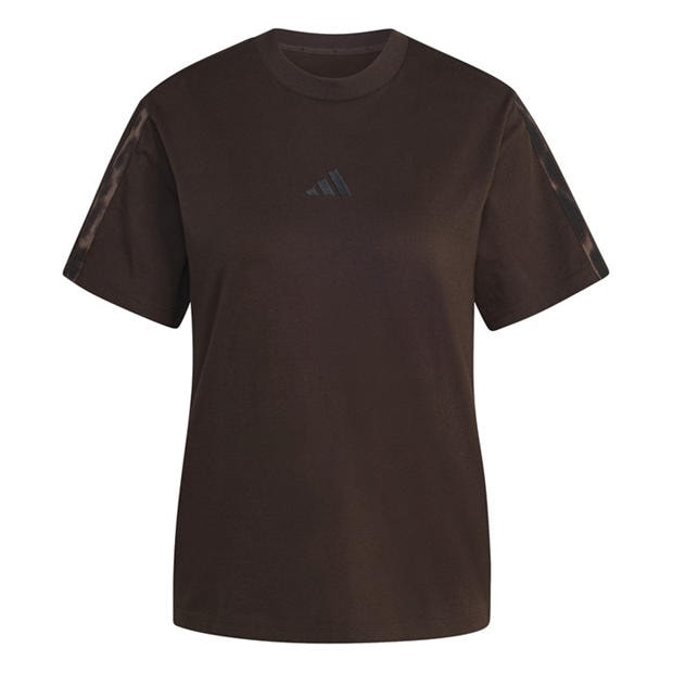 Brown/Leopard - adidas - Essentials 3 Stripe T-Shirt Womens