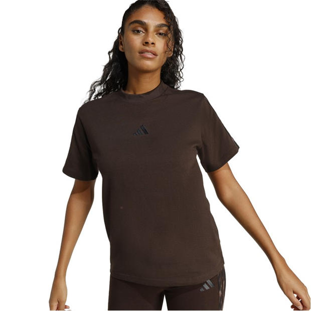 Brown/Leopard - adidas - Essentials 3 Stripe T-Shirt Womens