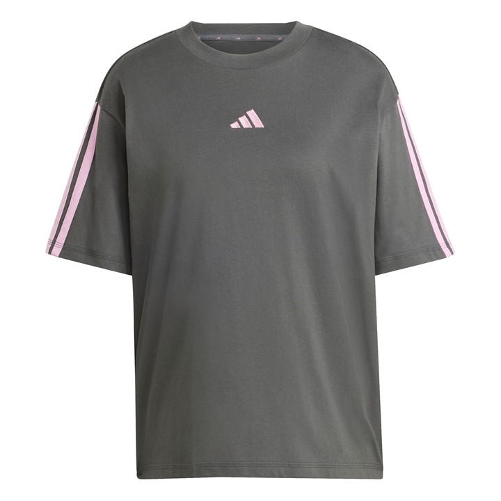 Adidas Women's Pink Essentials 3 Stripe T-Shirt in Size M, Sports Direct