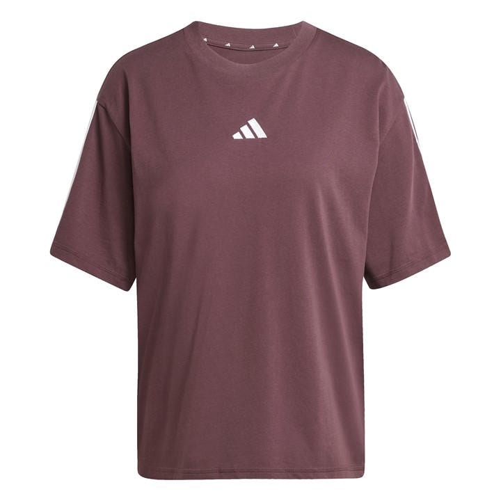 Adidas Women's Red Essentials 3 Stripe T-Shirt in Size L, Sports Direct
