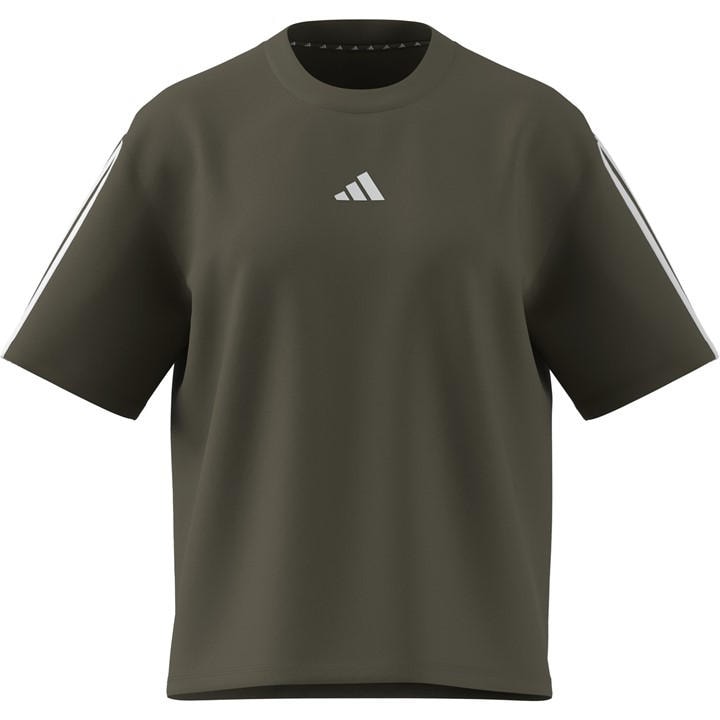 Adidas Women's Green Essentials 3 Stripe T-Shirt in Size M, Sports Direct
